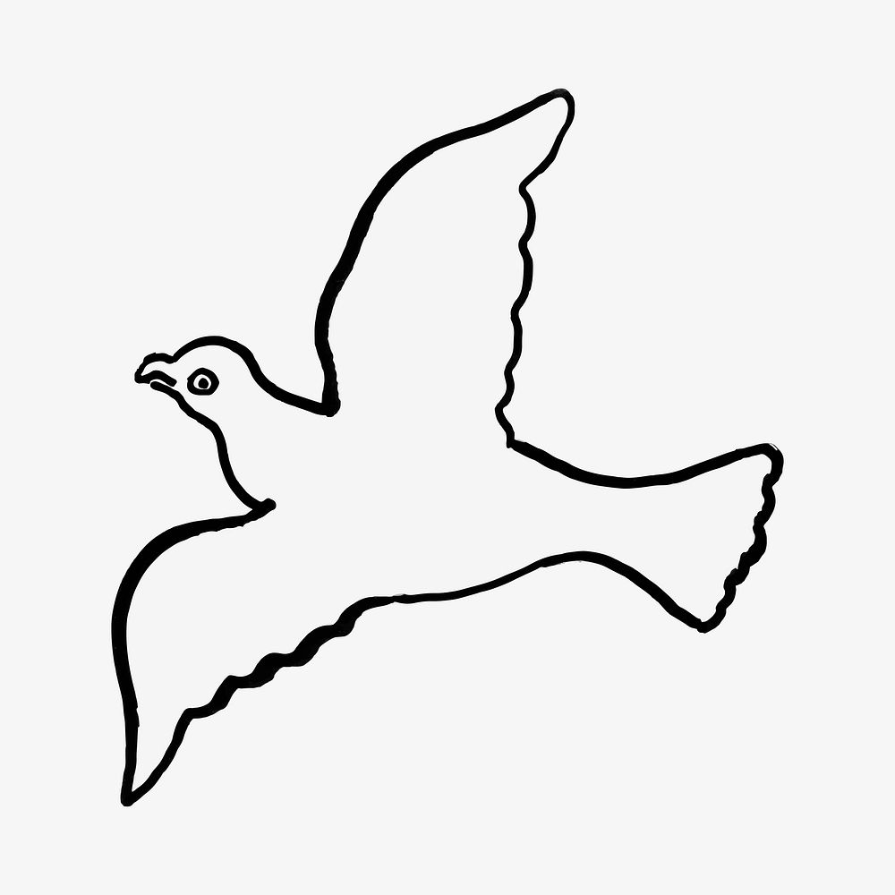 Dove vector vintage drawing, remixed from artworks from Leo Gestel