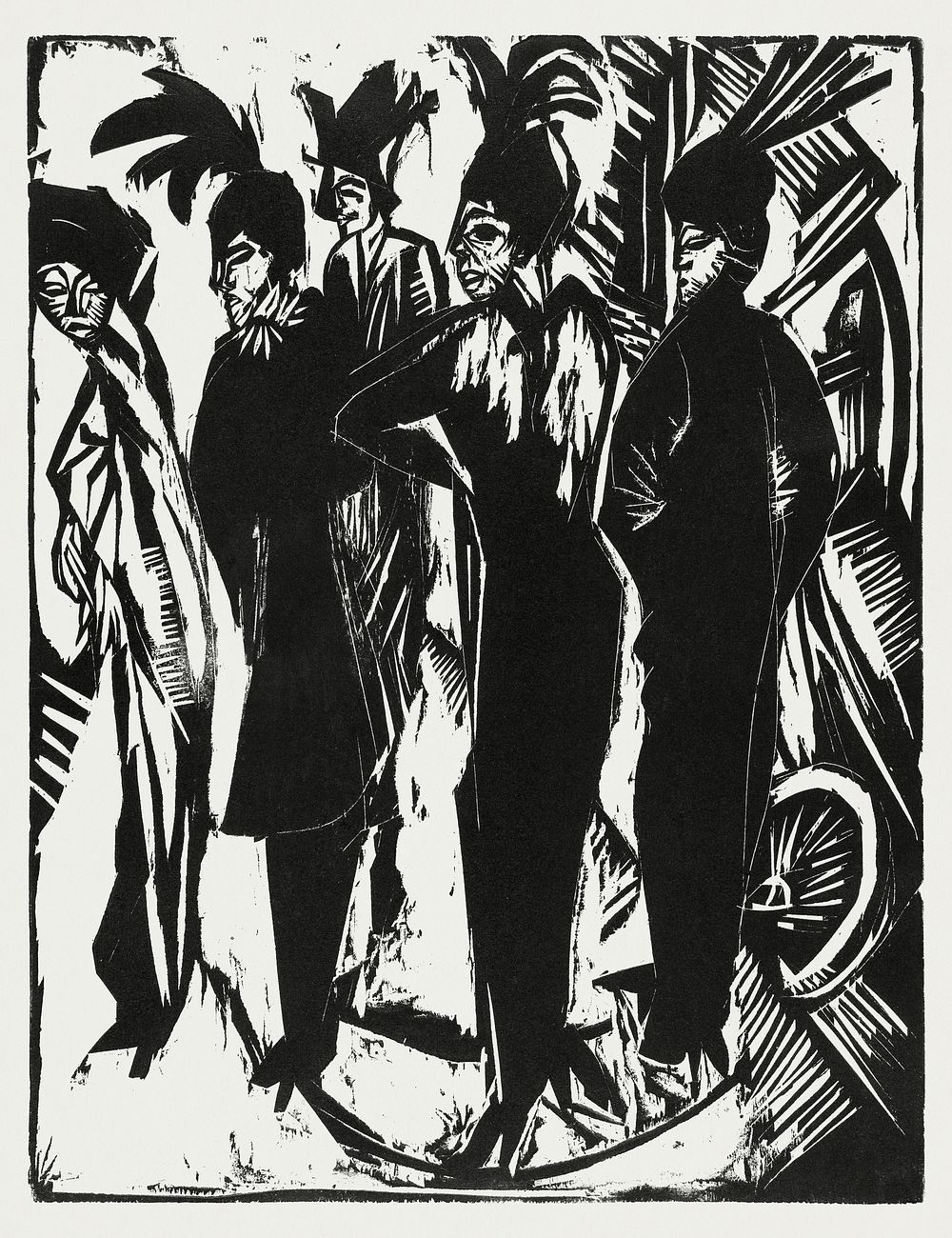 Five Women on the Street (1914) print in high resolution by Ernst Ludwig Kirchner. Original from The National Gallery of…
