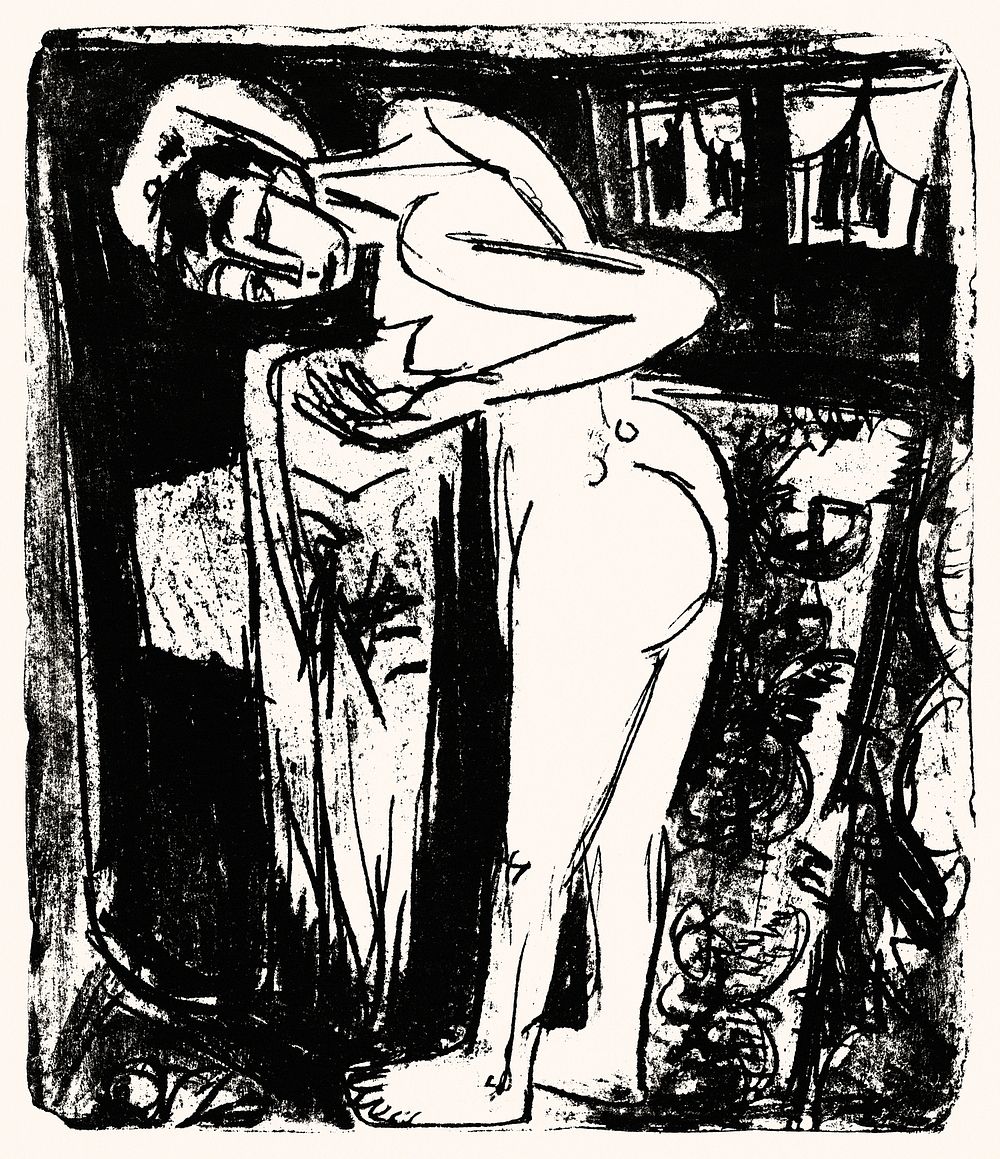 Standing Nude in a Room (1921) print in high resolution by Ernst Ludwig Kirchner. Original from The National Gallery of Art.…