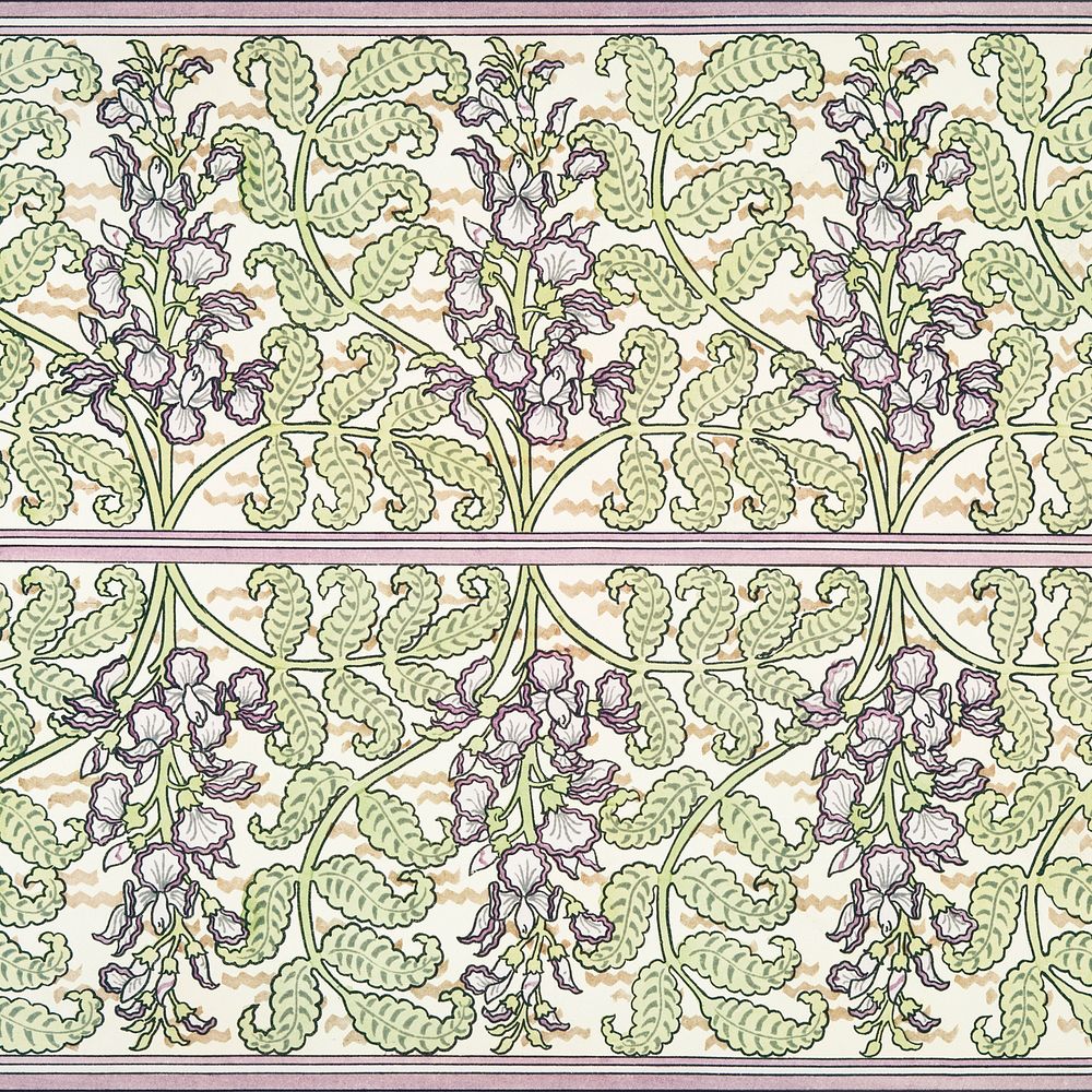 Art nouveau wisteria flower pattern design resource