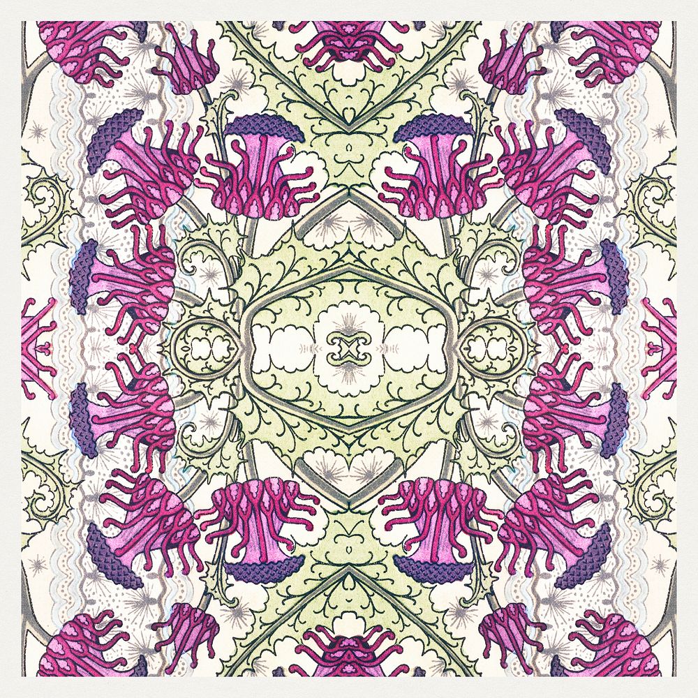 Art nouveau thistle flower pattern design resource