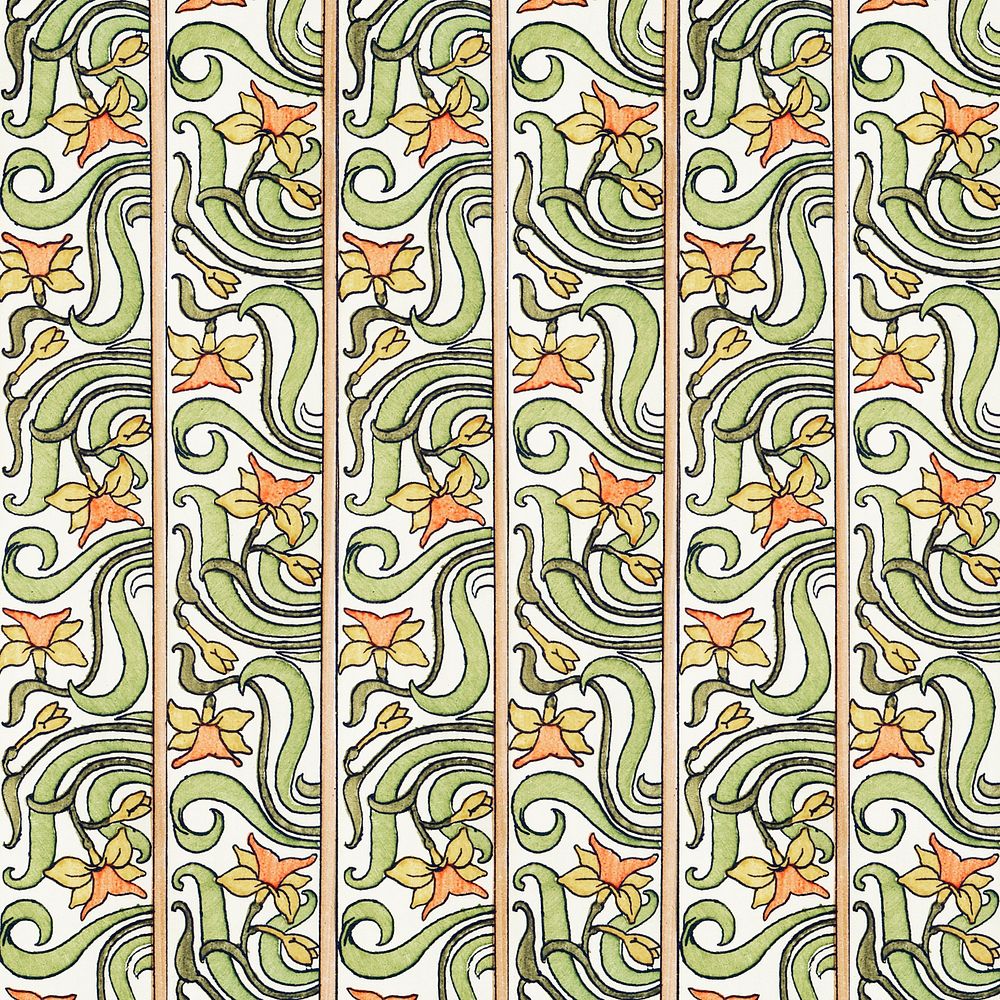 Art nouveau jonquil flower pattern design resource
