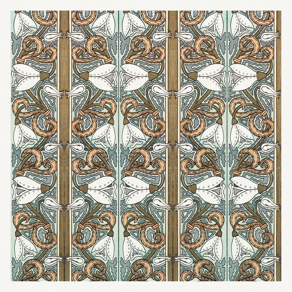 Art nouveau snowdrops flower pattern design resource