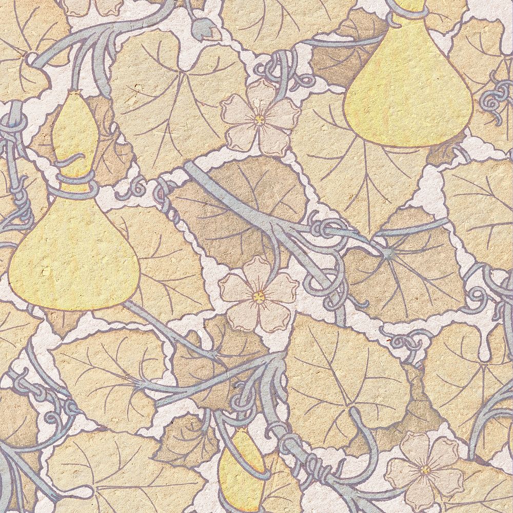 Art nouveau white&ndash;flowered gourd flower pattern design resource