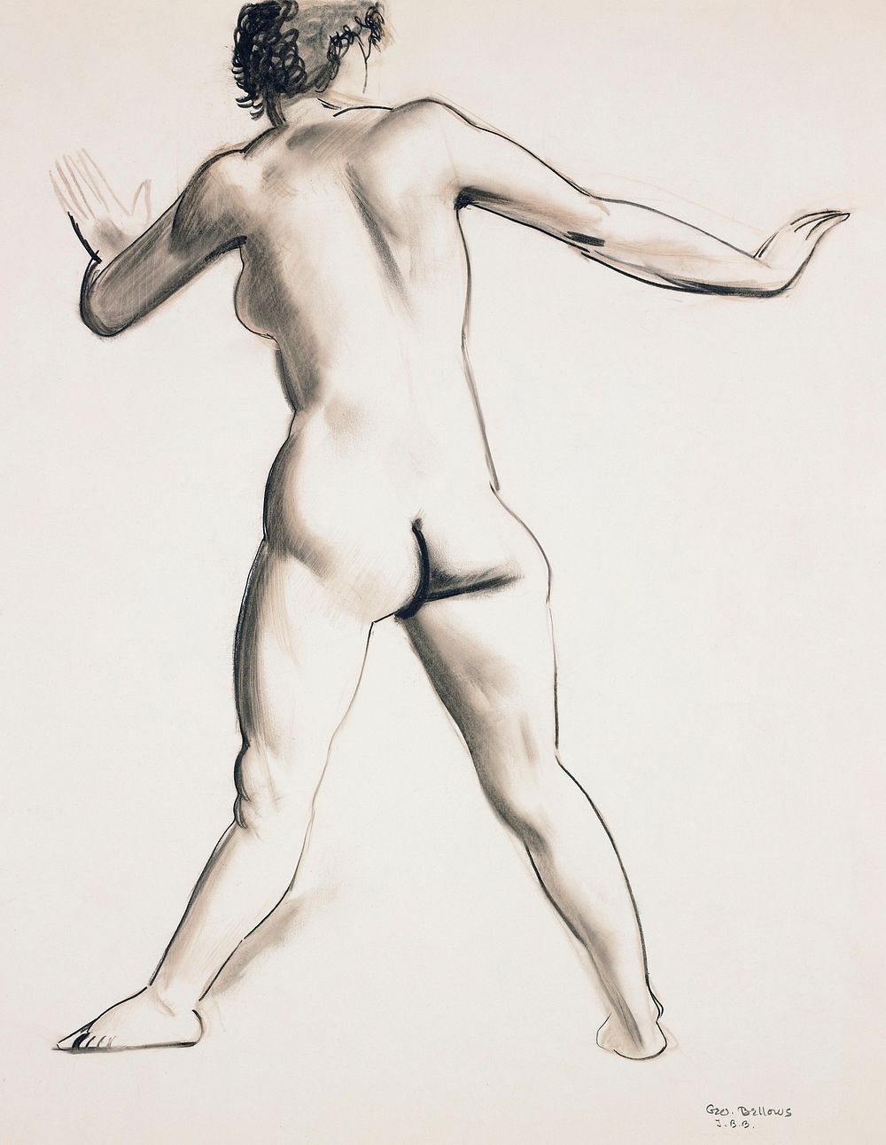 Nude Standing: Seen from Back (1923) print in high resolution by George Wesley Bellows. Original from Minneapolis Institute…
