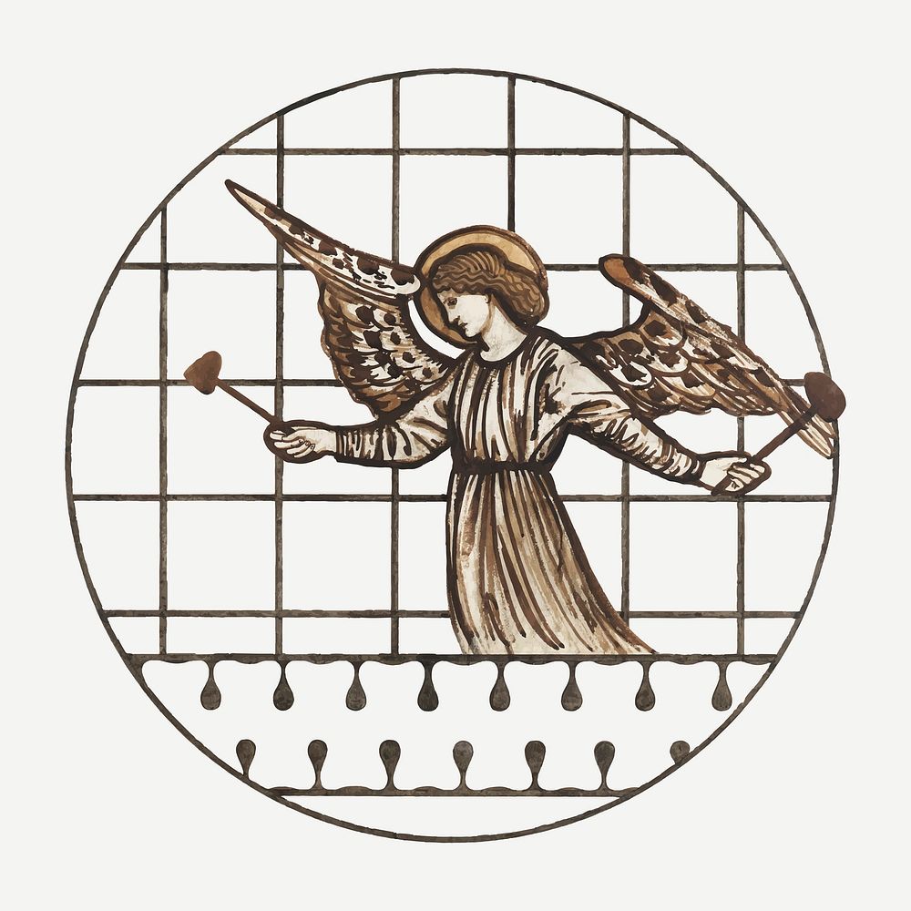 Angel vector illustration, remixed from artworks by Sir Edward Coley Burne&ndash;Jones