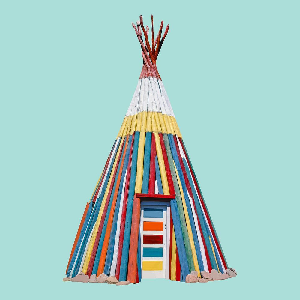 Rainbow Teepee tent vector, remixed from artworks by John Margolies