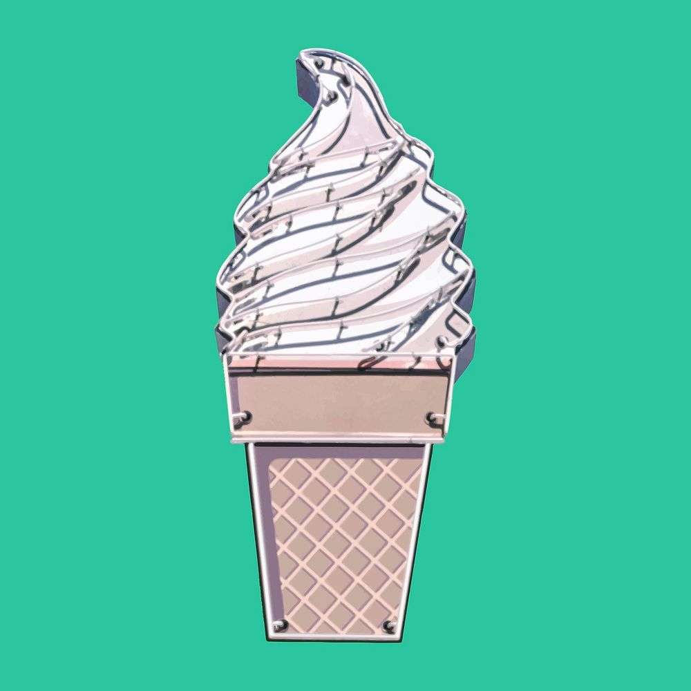 Ice cream cone vector sign, remixed from artworks by John Margolies