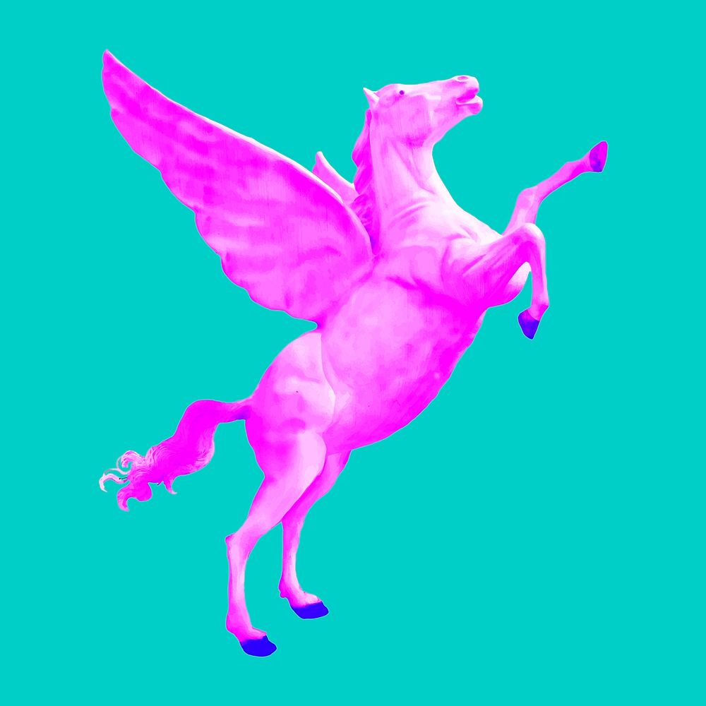 Pink Pegasus vector statue, remixed from artworks by John Margolies