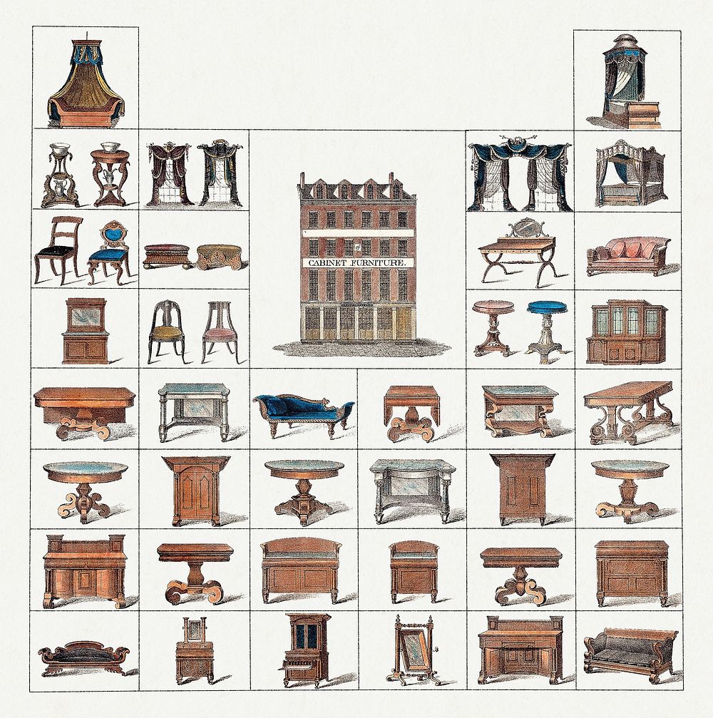 Vintage furniture poster design resource