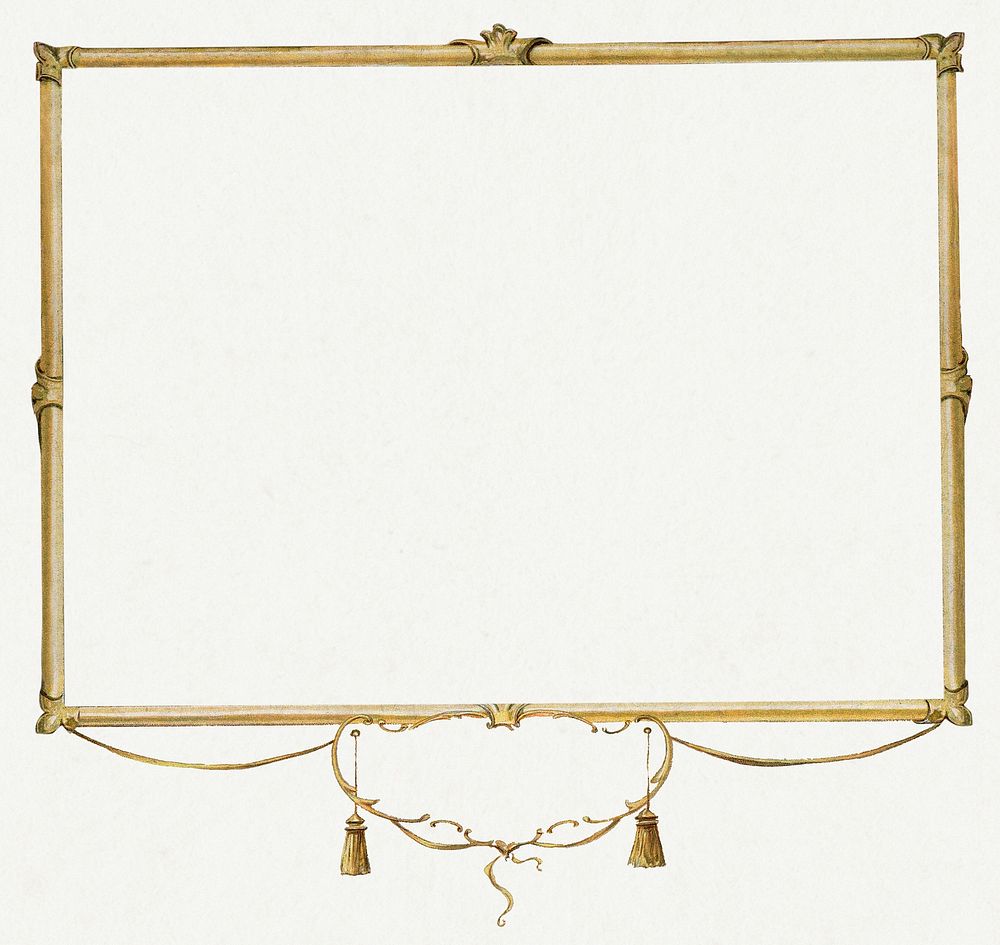 Vintage rectangle gold frame with tassels design element