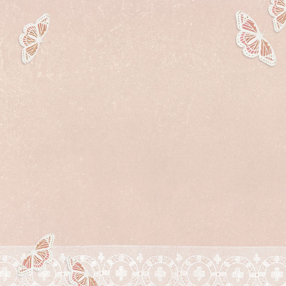 Pastel butterflies and white lace design element