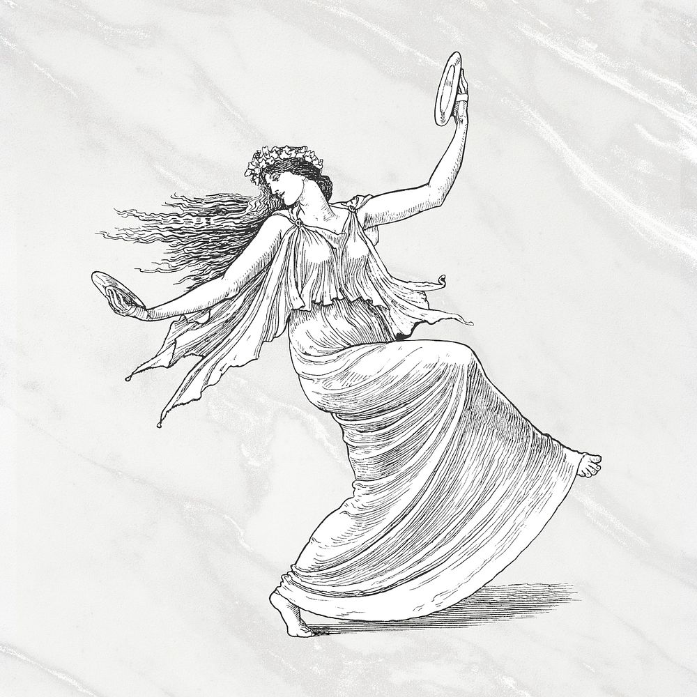 Dancing nymph with marble background mockup