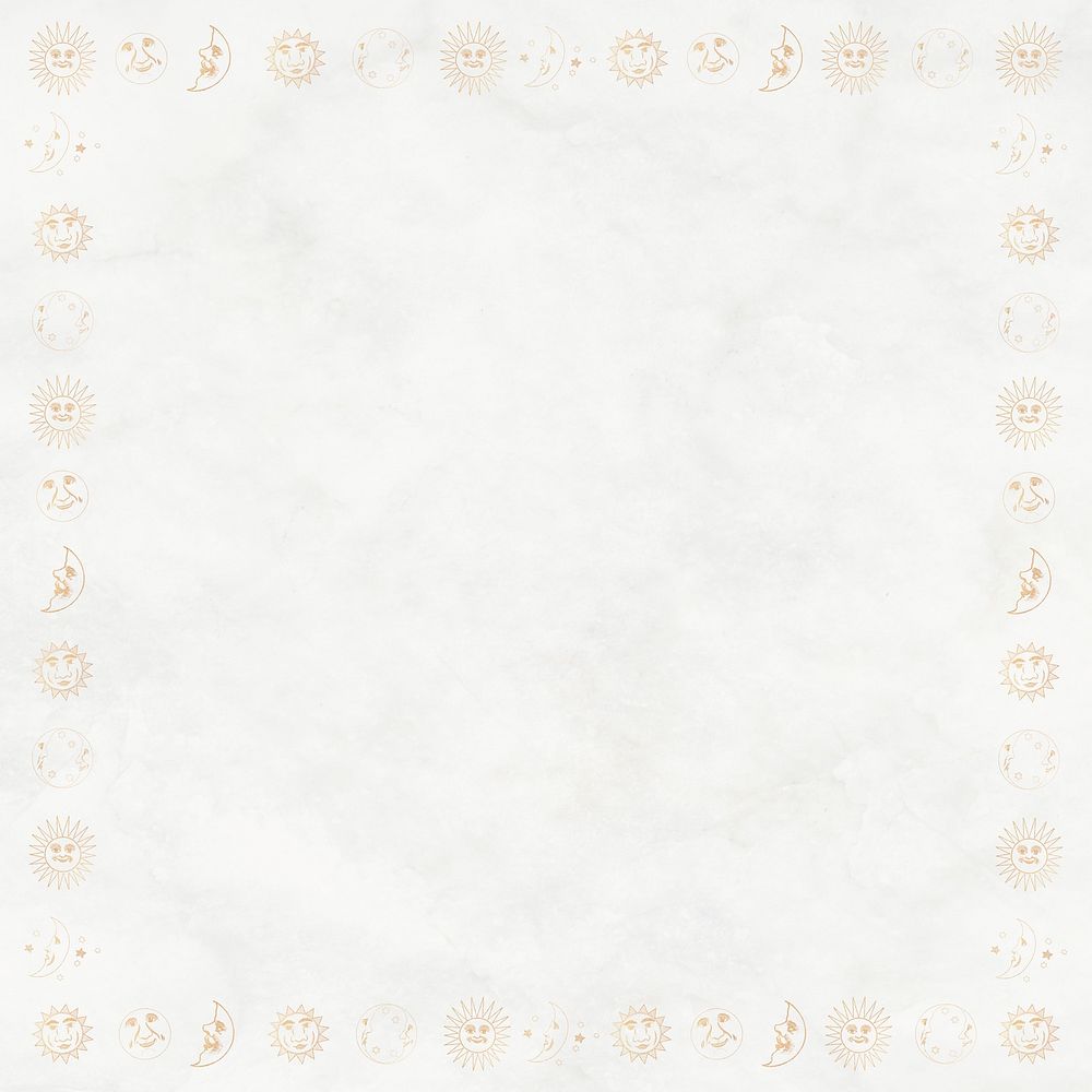 Celestial sun, moon and stars frame on texture background design element