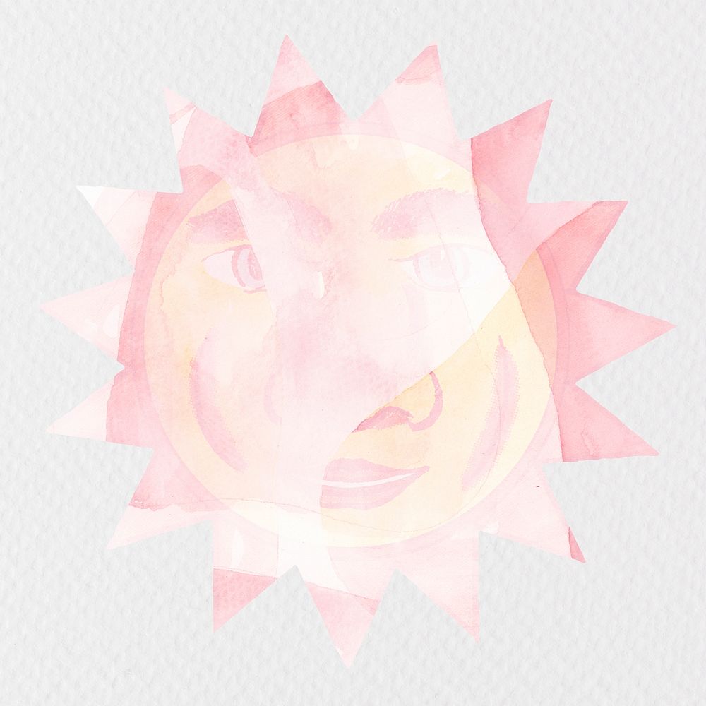 Pink celestial sun with ray design element