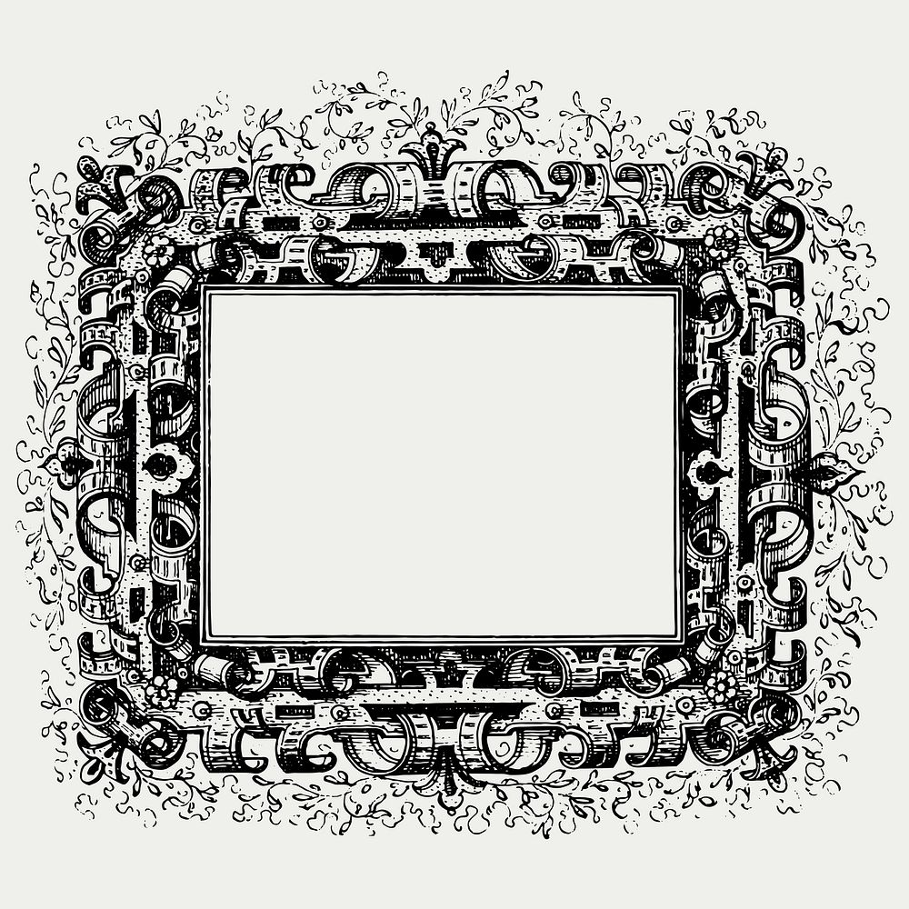 Medieval frame vector black and white 