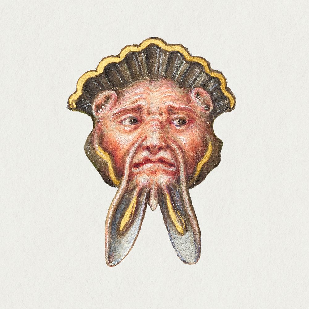 Mythical creature troll head medieval illustration