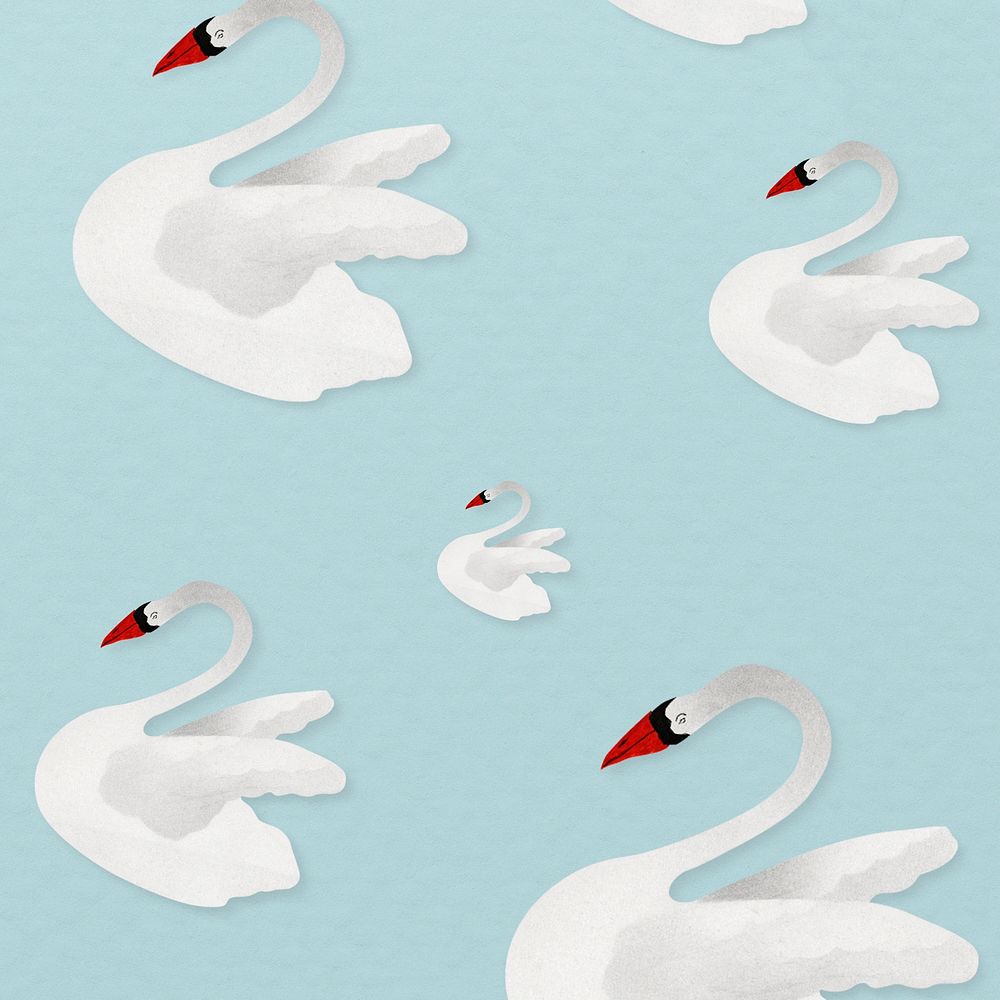 Vintage white swan pattern background
