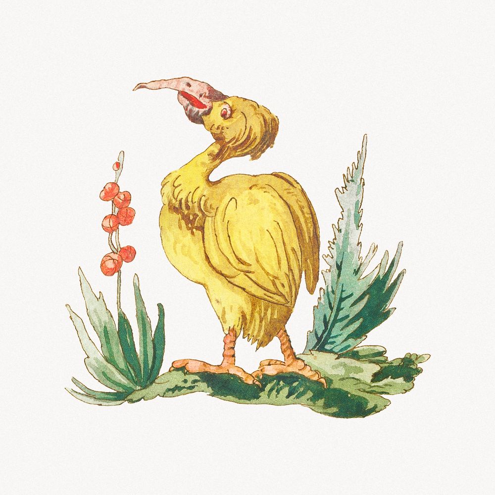 Vintage yellow bird design element | Premium PSD - rawpixel