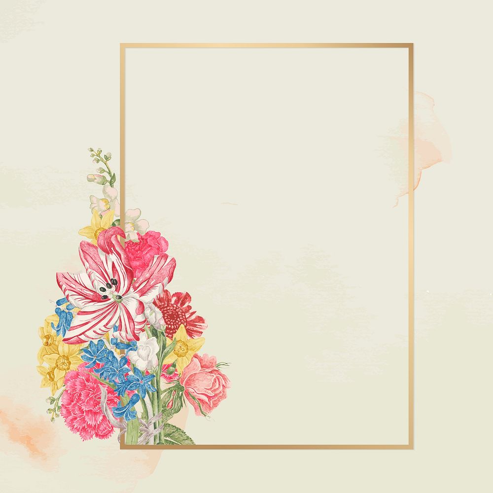 Floral gold frame vector, remixed from the 18th-century artworks from the Smithsonian archive.