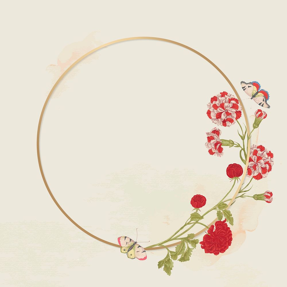 Vintage floral gold frame vector, remixed from the 18th-century artworks from the Smithsonian archive.