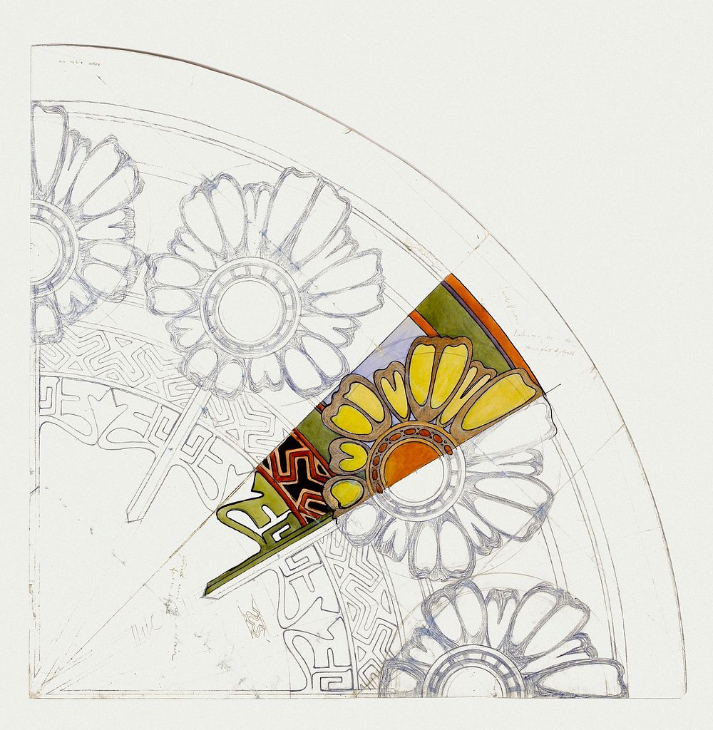 Art nouveau floral motif psd sketch, remixed from the artworks of Alphonse Maria Mucha