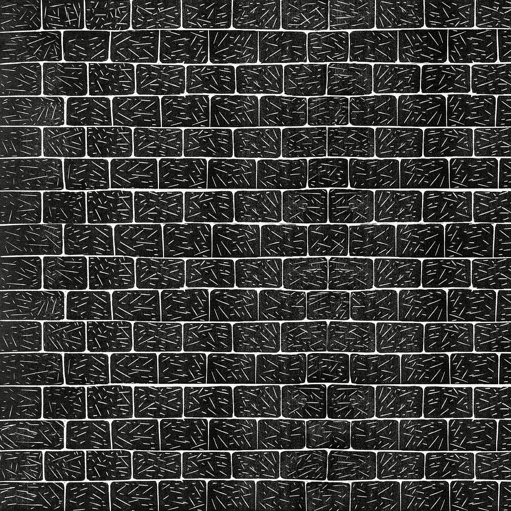 Vintage black brick wall pattern background, remix from artworks by Samuel Jessurun de Mesquita