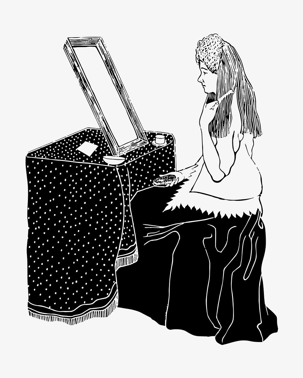 Vintage woman dressing up art print illustration vector, remix from artworks by Samuel Jessurun de Mesquita