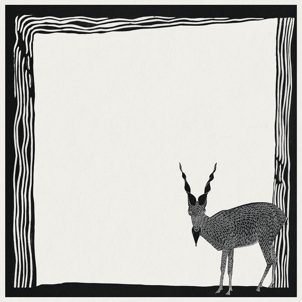 Vintage moakhor goat frame art print, remix from artworks by Samuel Jessurun de Mesquita