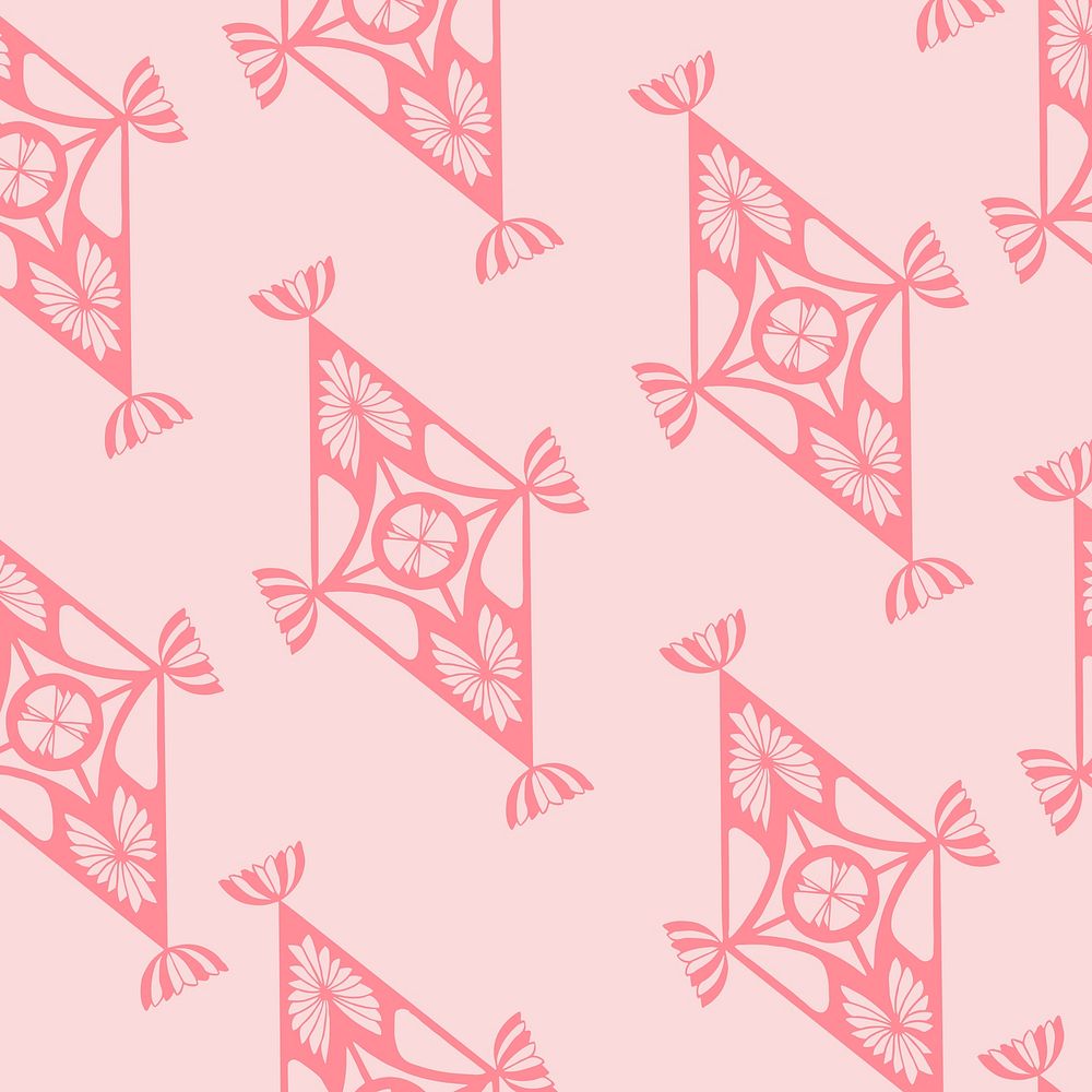Vintage pink geometric gatsby pattern vector, remix from artworks by Samuel Jessurun de Mesquita