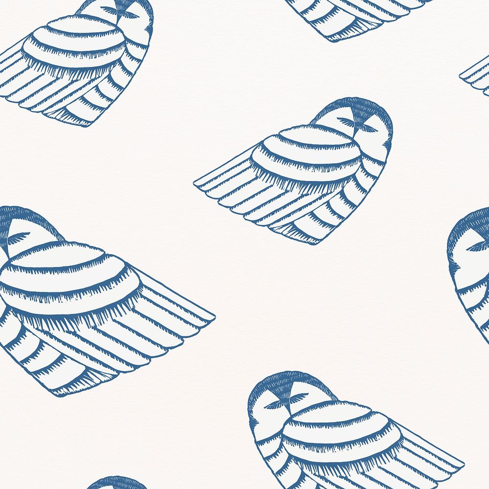 Vintage snowy owl patterned background, remix from artworks by Samuel Jessurun de Mesquita