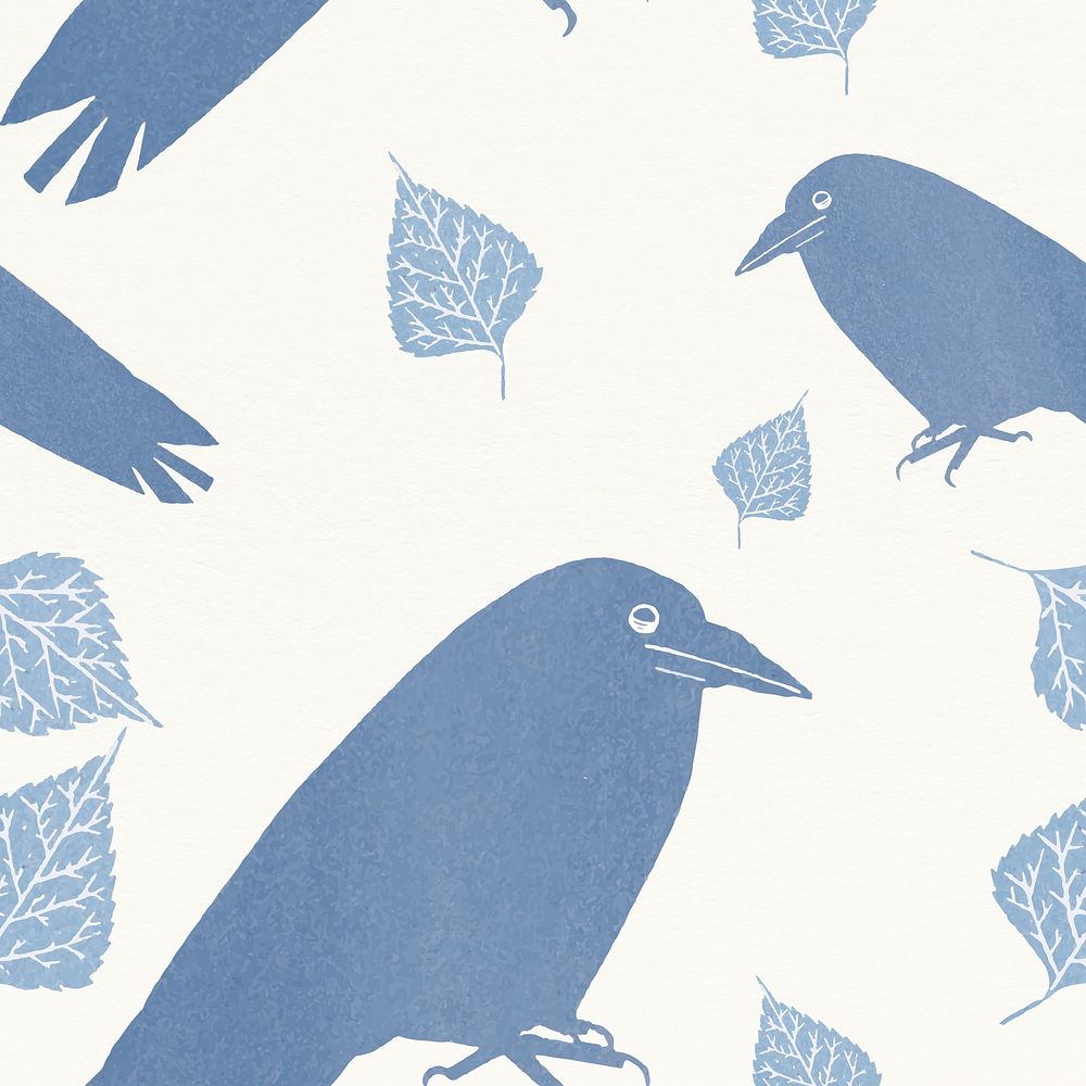 Vintage crow psd patterned background, remix from artworks by Samuel Jessurun de Mesquita