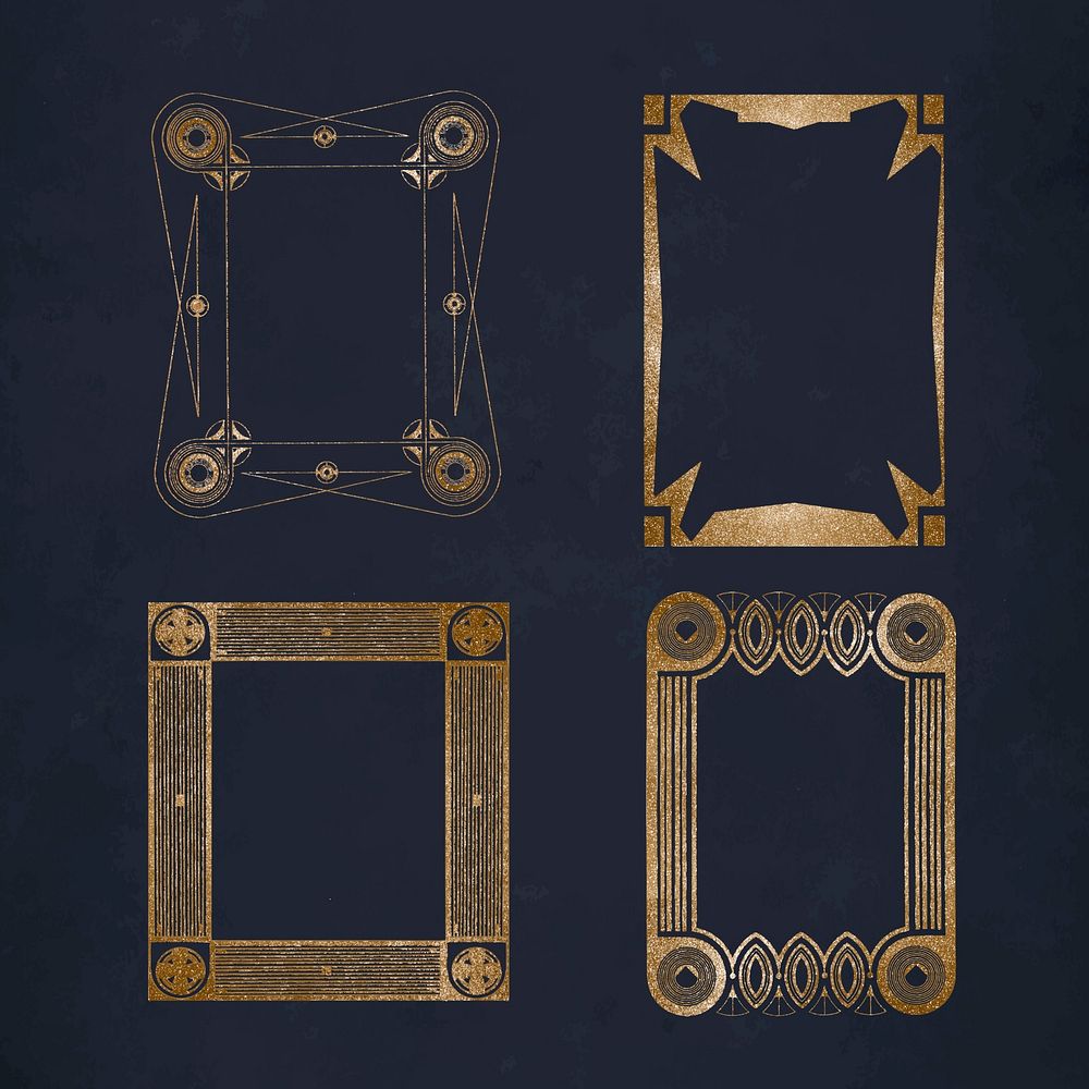 Vintage gold glitter frame vector set, remix from artworks by Samuel Jessurun de Mesquita