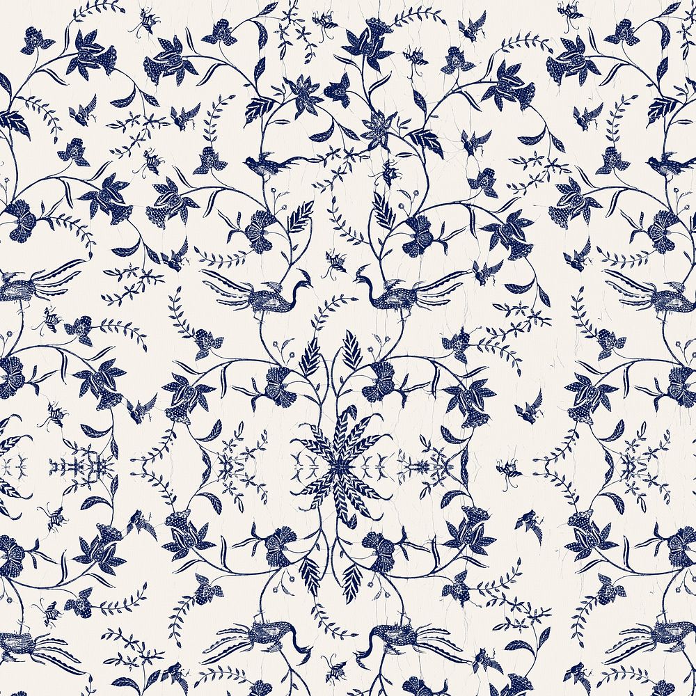 Blue and white vintage floral background image