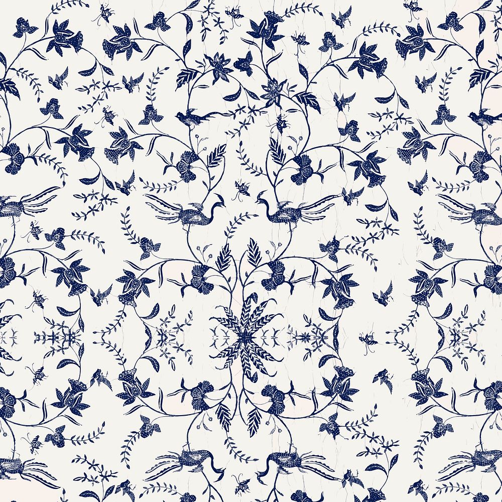Blue and white vector vintage floral background image