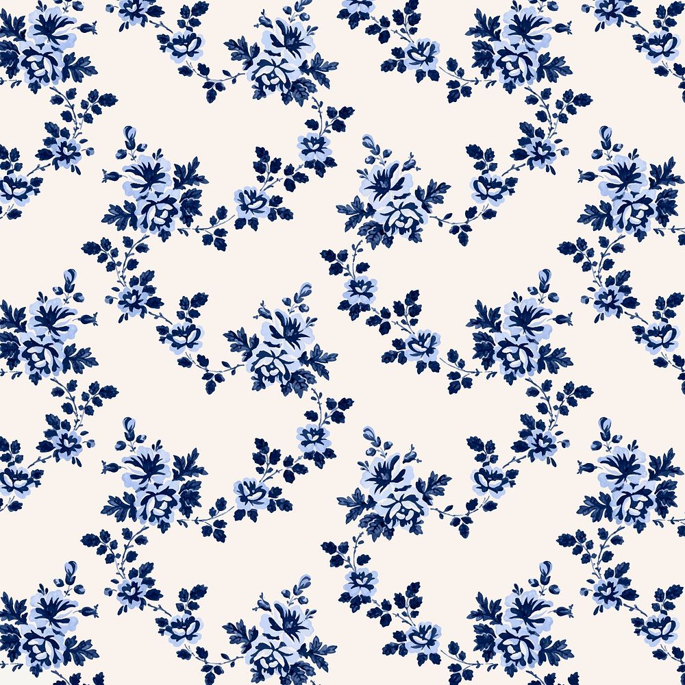 White and blue vector vintage floral background image