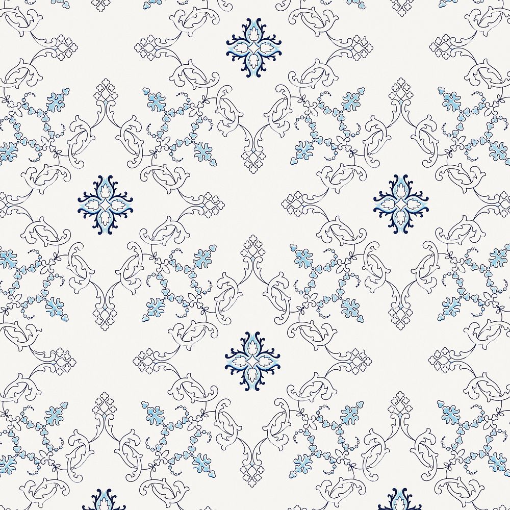 Antique floral pattern blue wallpaper background