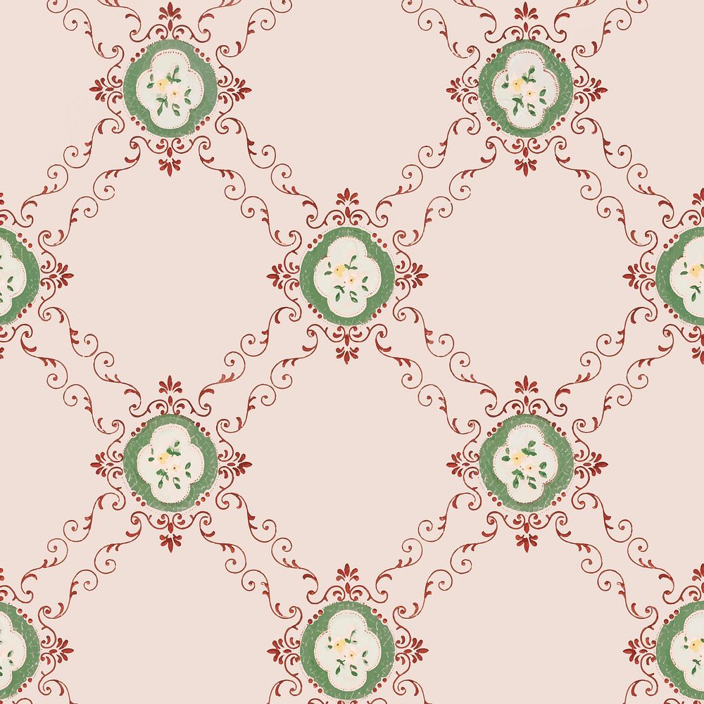 Pink floral pattern background vector feminine decor wallpaper