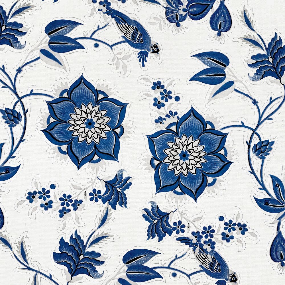Floral blue vintage style background vector