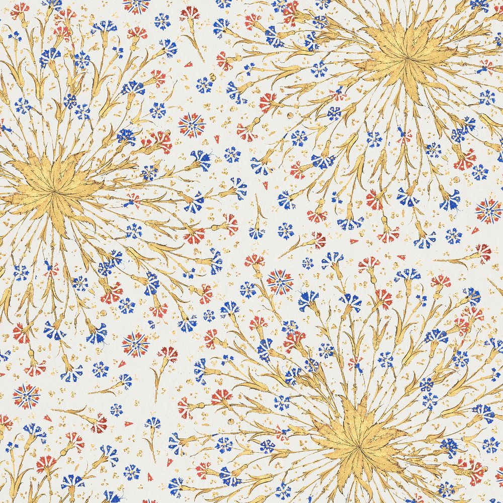 Ottoman floral pattern luxury background, remixed from original artwork by Sultan S&uuml;leiman the Magnificent