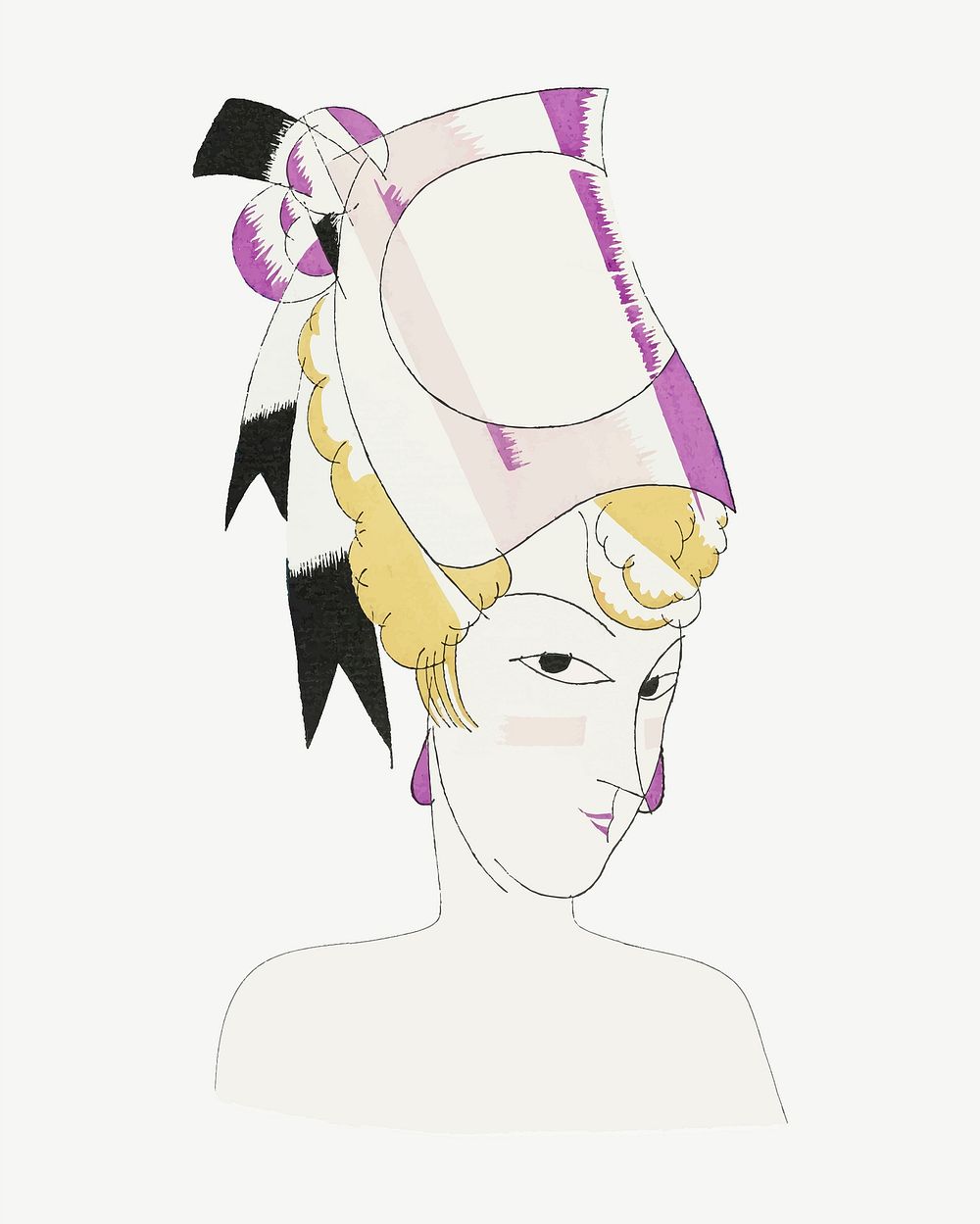 Woman wearing porcelain hat vector, remixed from the artworks by Charles Martin