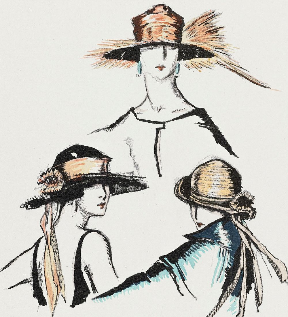 Vintage woman wearing hat illustration, remixed from the artworks by Porter Woodruff