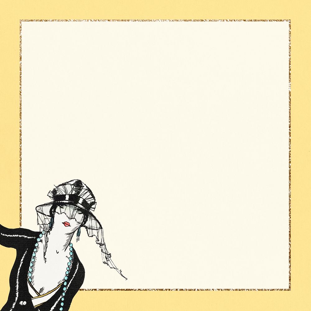 Frame with vintage women illustration, remixed from the artworks by Porter Woodruff