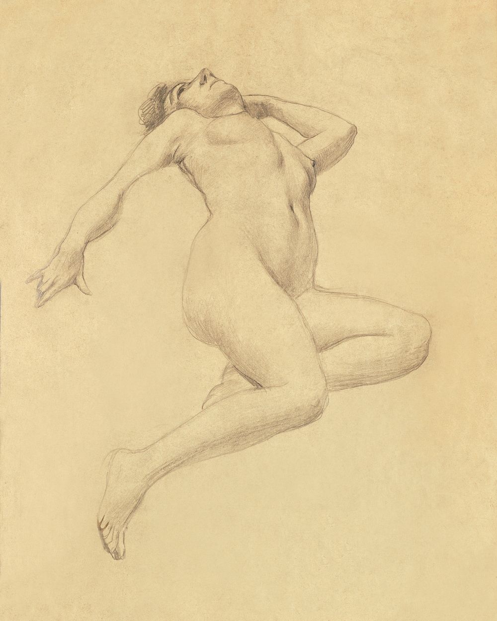 Vintage erotic nude art of a naked woman. Study of Reclining Nude Figure (1900) by Louis Schaettle. Original from The…