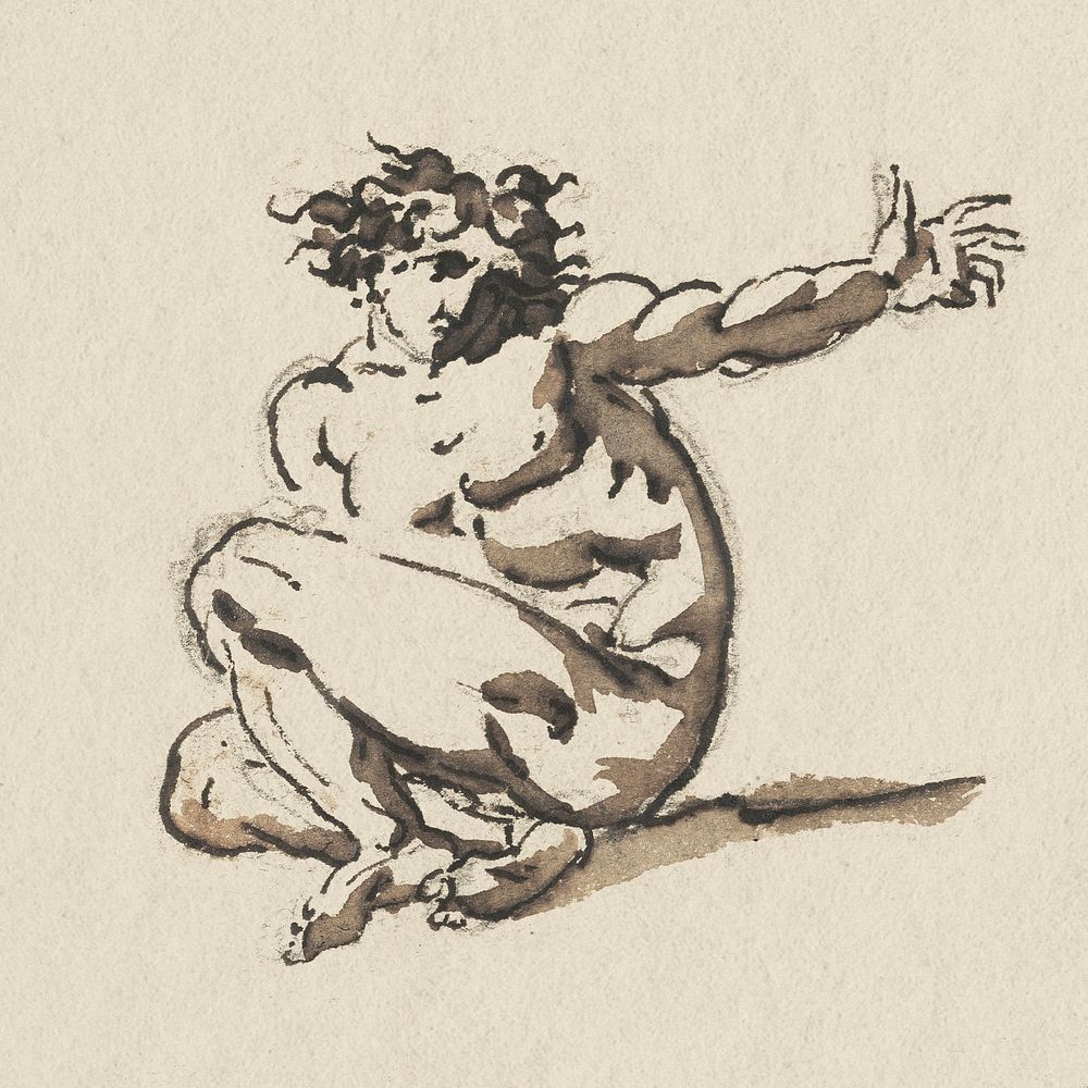 Study of a Male Nude (Althaemenes) in Despair by xx. Original from The MET museum. Digitally enhanced by rawpixel.