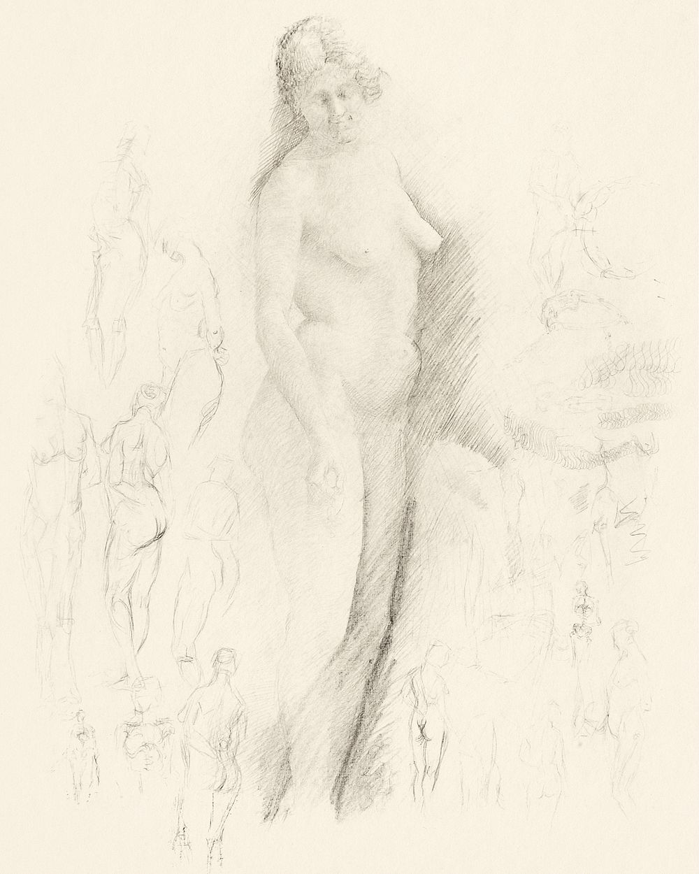 Vintage erotic nude art of a naked woman. Nude by Solon H. Borglum. Original from The Smithsonian. Digitally enhanced by…