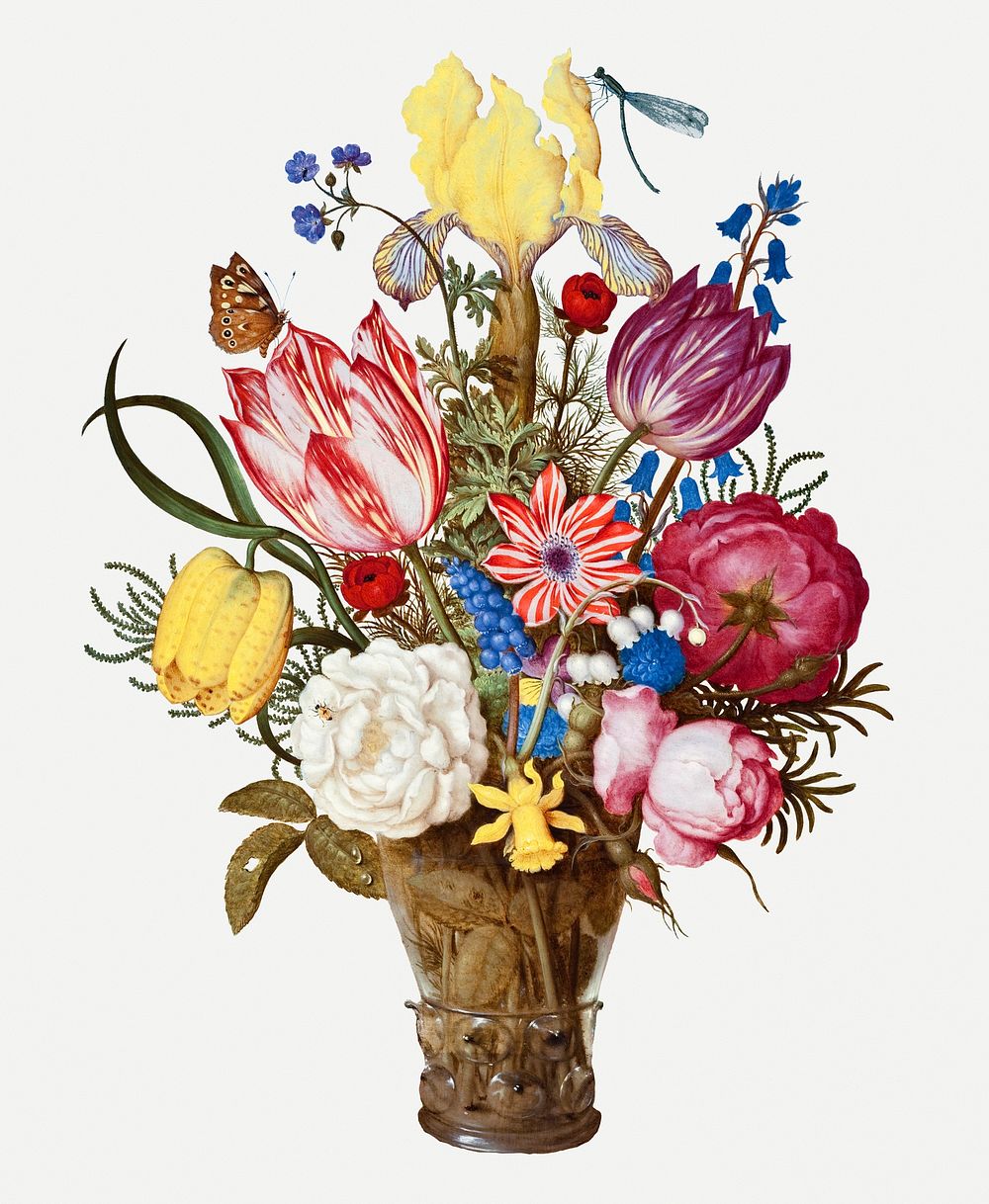 Vintage flower illustration, remix from artworks by Ambrosius Bosschaert