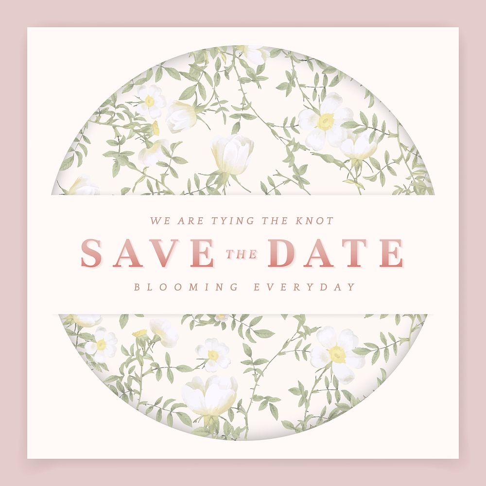 Elegant floral save the date design vector