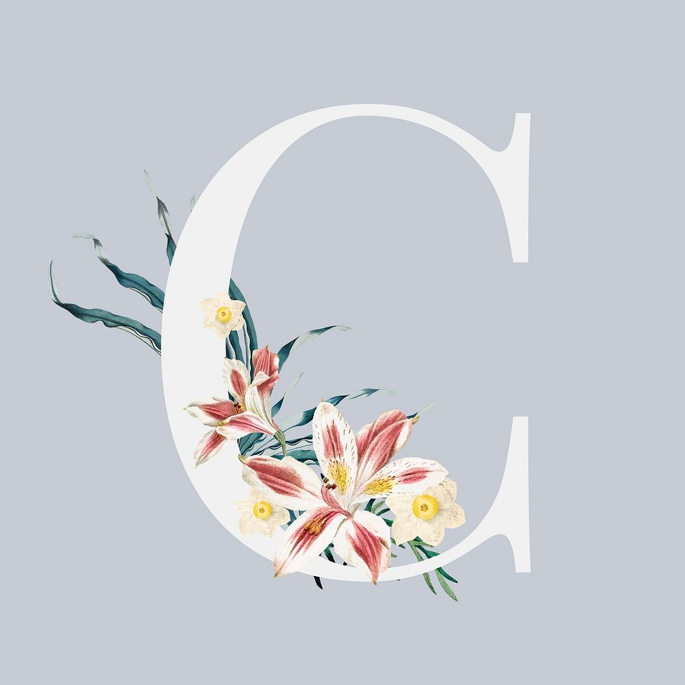 C psd floral alphabet font