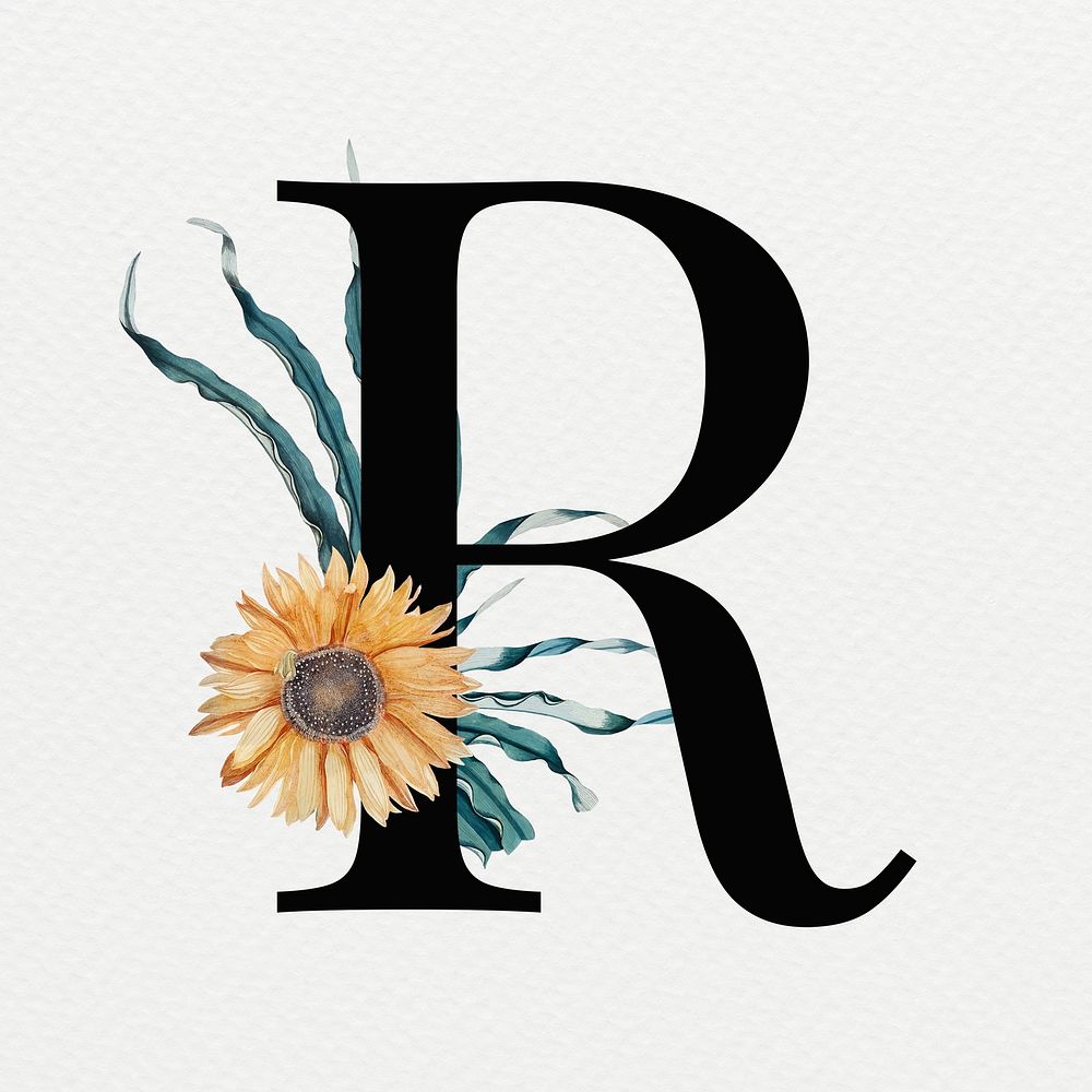 R psd floral alphabet font